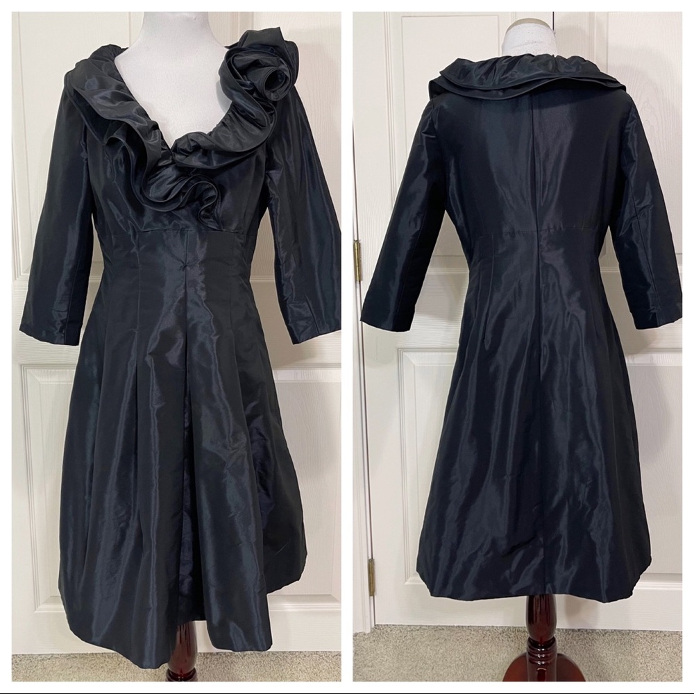 Rickie Freeman Teri Jon black Ruffle collar dress